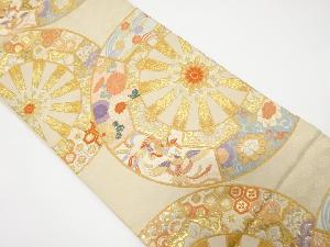 アンティーク　源氏車に鳳凰・花模様織出し袋帯（材料）